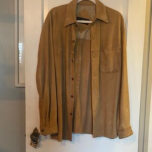 Men’s lightweight suede leather button down